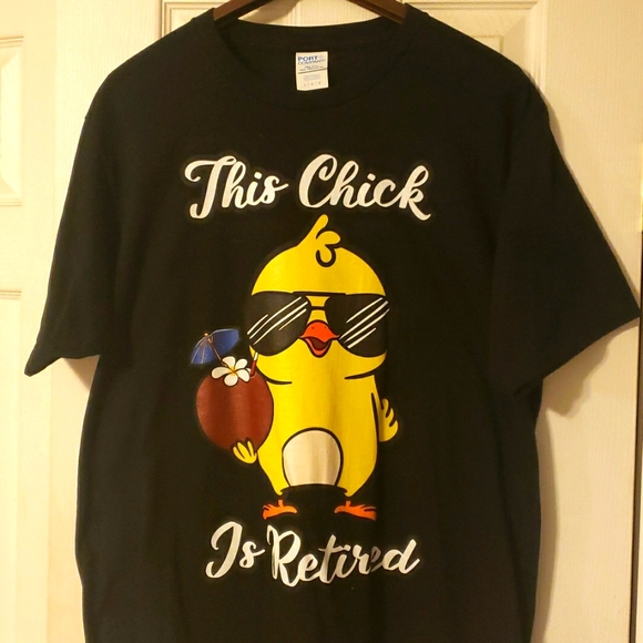 Port and Company Tops - This Chick is Retired tee Large